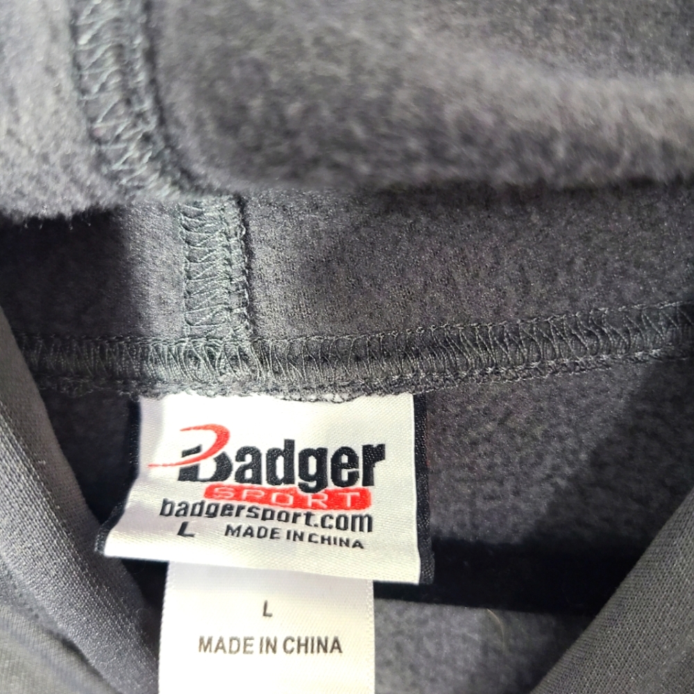 Badger Sport Men's Size Large L Gray Long Sleeve Hoodie Long Sleeve Sweatshirt - Picture 5 of 5